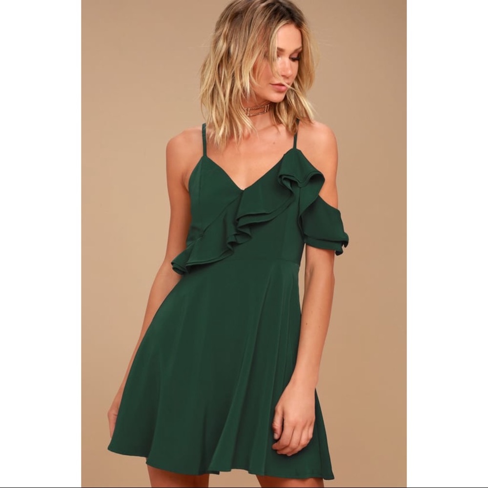 J.O.A. Henriette Forest Green Skater Dress